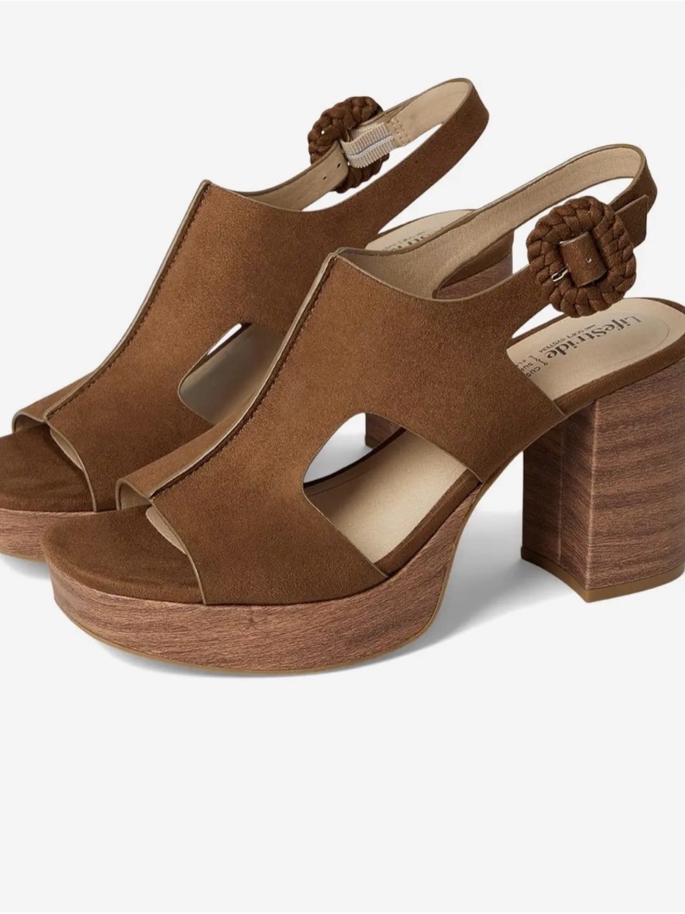 LifeStride Audra Strappies Brown Suede Platform Heels